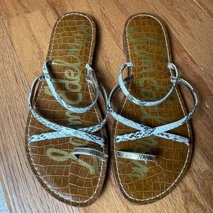 Sam Edelman Gillian Snake Print Flat Sandal, Size 9